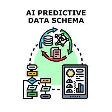 Ai predictive data schema illustration visualizing data analysis Stock Illustration