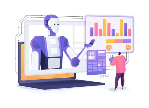 AI-Predictive Mood Trend Visualization abstract concept vector illustration. Illustrazione stock