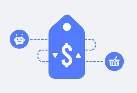 AI Pricing optimization in retail and online e-commerce business. AI-driven Stock Illustration