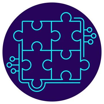 AI Problem Solving Icon. Minimalistic neon outline Illustrazione stock