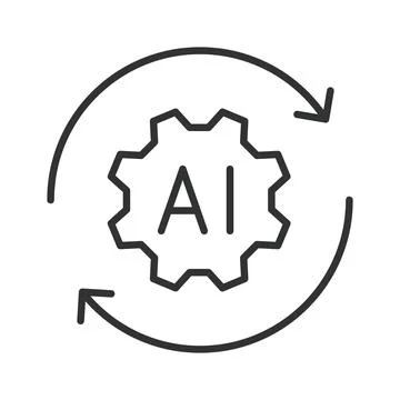 AI process and artificial intelligence development, icon in line design. AI Stock Illustration