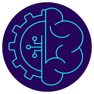 AI Process Automation Icon. Minimalistic neon outline Illustrazione stock