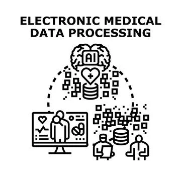Ai processing electronic medical data in healthcare 스톡 일러스트