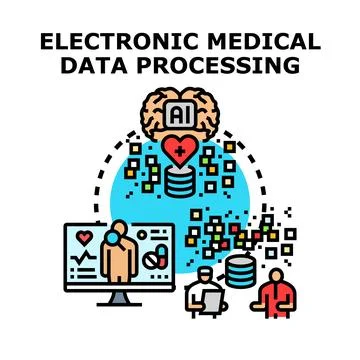 Ai processing electronic medical data in healthcare Stock Illustration