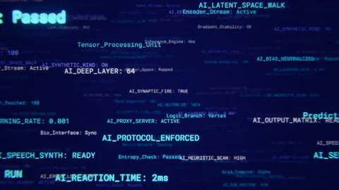 Ai processing unit showing deep learning operations with data streams and Stock Illustration
