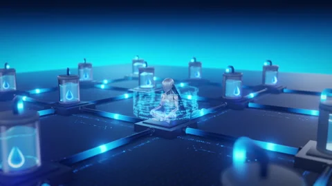 AI processing with water cooling for efficient heat dissipation in a digital Stock Footage 337424777