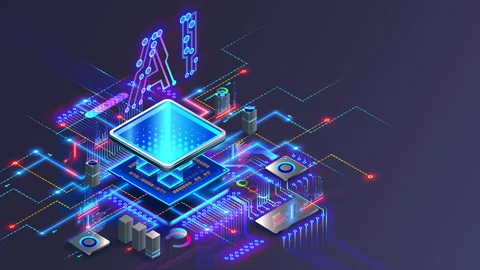 AI Processor. AI on chip. CPU on motherboard. Artificial intelligence technology Stock Footage 285303937