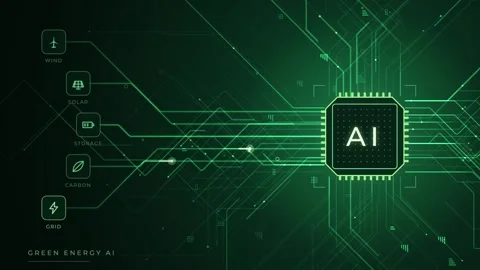 AI processor animation with glowing teal and gold data streams showcasing financ Stock Footage 340246431