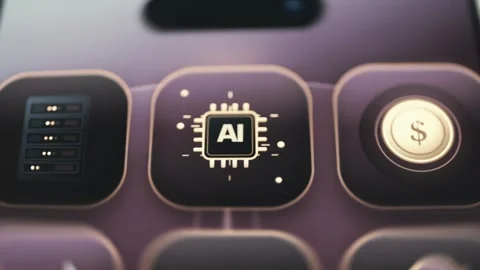 AI Processor App Beside Digital Finance Token Stock Footage 341865418
