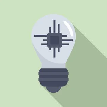 Ai processor bulb icon, flat style 库存插图