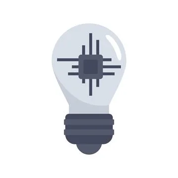 Ai processor bulb icon flat isolated vector 库存插图