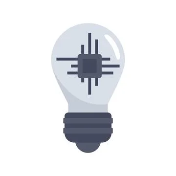 Ai processor bulb icon flat isolated Stock Illustration