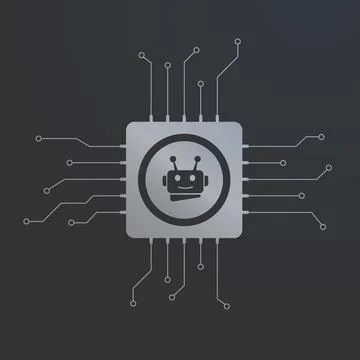 AI processor chip - Artificial Intelligence vector icon symbol concept with Stock Illustration