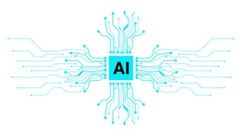 AI Processor Chip Circuit Board Technology Vector Illustration Stock Illustration