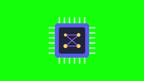 AI Processor Chip with Circuit Nodes on Green Screen Stock Footage 348632828