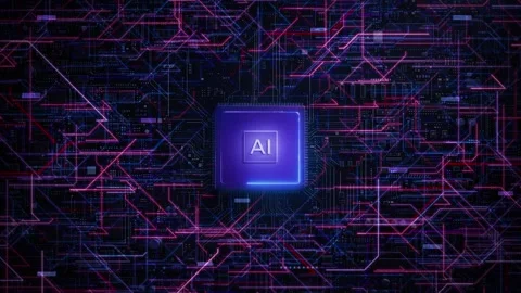 AI Processor Chip on Futuristic Circuit Board – Artificial Intelligence Stock Footage 327444975
