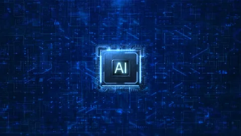 AI Processor Chip on Futuristic Circuit Board – Artificial Intelligence Stock Footage 335809380