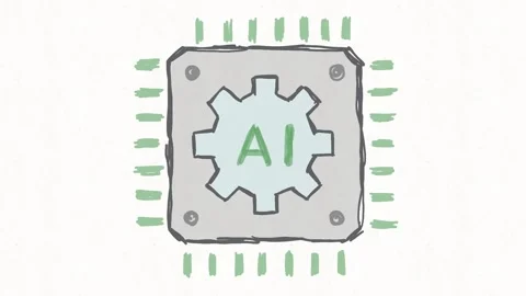 AI Processor Chip with Gear Technology Concept Animation Stock Footage 342018217
