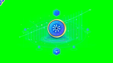 AI processor chip graphic on green screen Stock Footage 347904866