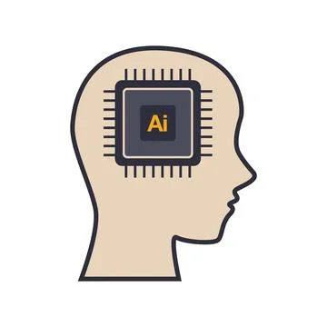 AI processor chip in humanoid head イラスト素材