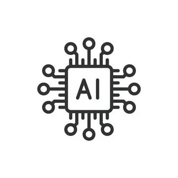 AI processor chip, icon in line design. AI, processor, chip, technology Stock-Illustration