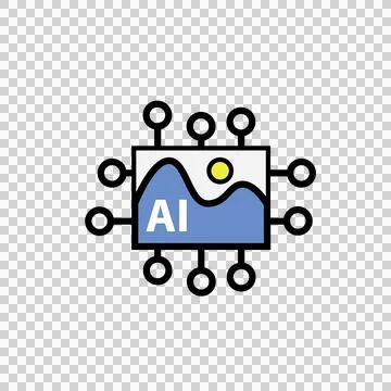 AI Processor Chip Icon Vector. Artificial Intelligence Digital Circuit イラスト素材