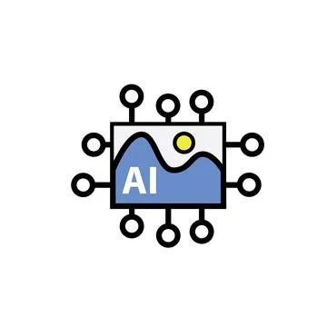 AI Processor Chip Icon Vector. Artificial Intelligence Digital Circuit イラスト素材