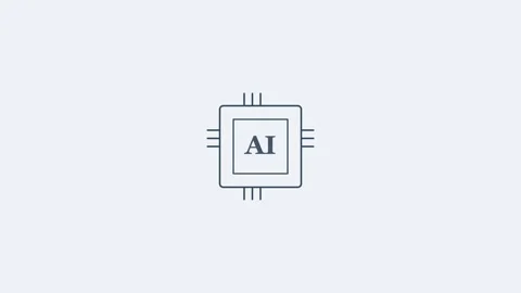 AI processor chip line icon with pins and AI label, slate gray style Vídeos de archivo 342598858