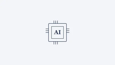 AI processor chip line icon with pins and AI label, dark ink blue style Vídeos de archivo 342598865