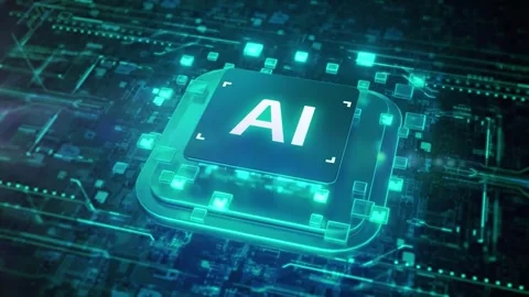 AI Processor Circuit Board Digital Data Pathways Tech Background 4K Stock Footage 339269076
