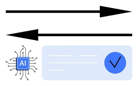 AI Processor, Double Arrows, and Checkmark - Detailed Technology and Workfl.. 스톡 일러스트