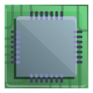 Ai processor icon, cartoon style Illustrazione stock