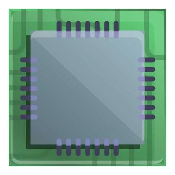 Ai processor icon, cartoon style Stock Illustration