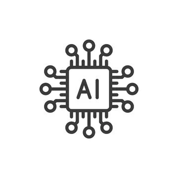 AI processor, icon in line design. AI, processor, chip, technology, circuit Stock Illustration