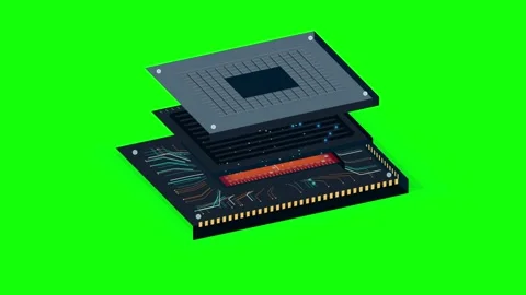 AI Processor Liquid Cooling Assembly on Green Screen Stock Footage 348632748