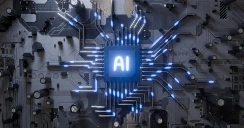 AI processor on the mainboard of an electronic component. Concept of device.. 스톡 동영상 260714850