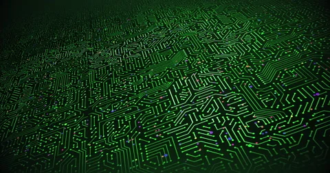 AI Processor Processing Data. CPU Circuit. Data Flowing. Perfect Loop Stock Footage 154549947