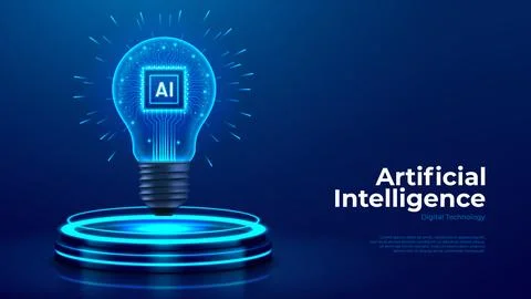 AI processor on technology podium Stock Illustration