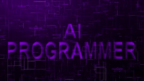 AI programmer text technology data line animation purple Stock-Footage 259671618