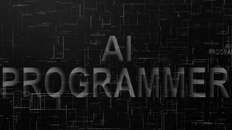 AI programmer text technology data line black white color Stock-Illustration
