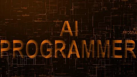 AI programmer text technology data line brown color Stock-Illustration