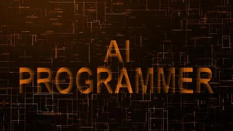 AI programmer text technology data line brown Stock Illustration