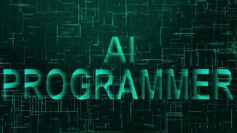 AI programmer text technology data line cyan color Stock-Illustration