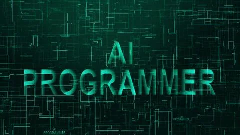 AI programmer text technology data line cyan Illustrazione stock