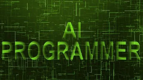 AI programmer text technology data line green color Stock-Illustration