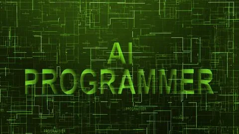 AI programmer text technology data line green Stock Illustration