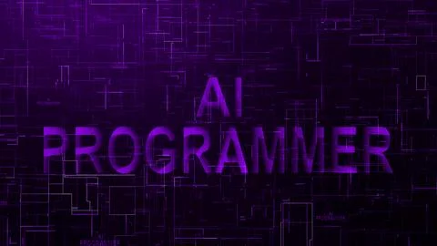 AI programmer text technology data line purple Stock Illustration