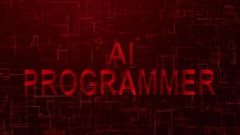 AI programmer text technology data line red Stock Illustration
