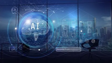 AI programming and digital analysis. Stockillustratie