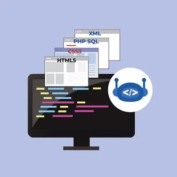 AI that programs code Illustrazione stock
